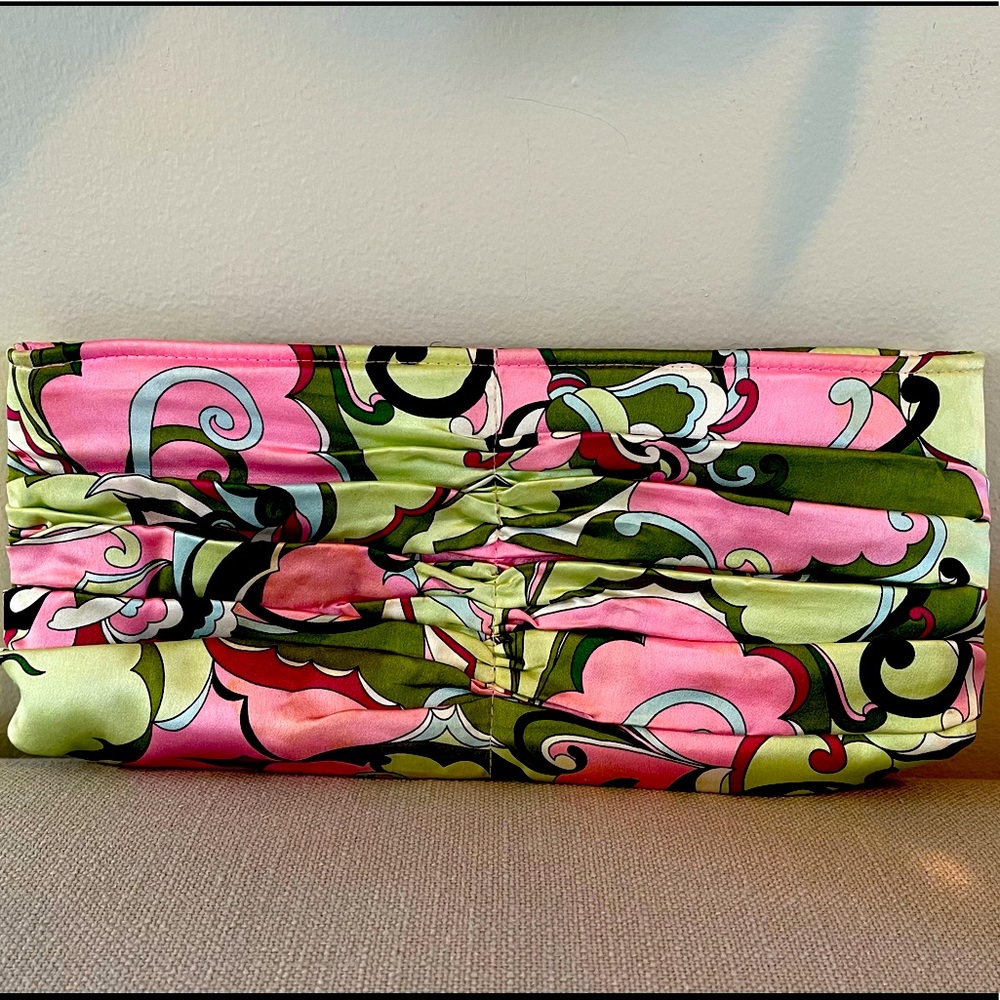 Ruffled satin clutch
